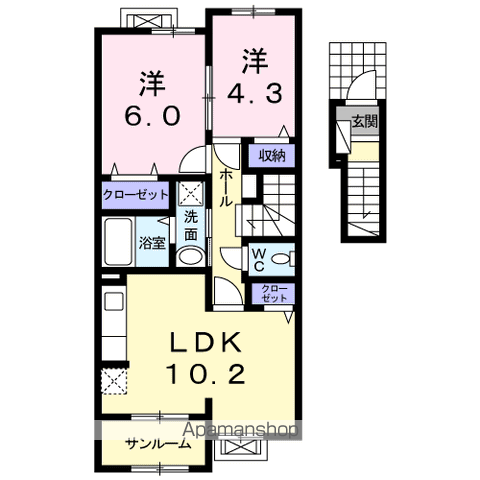 グランツ3(2LDK/2階)の間取り写真