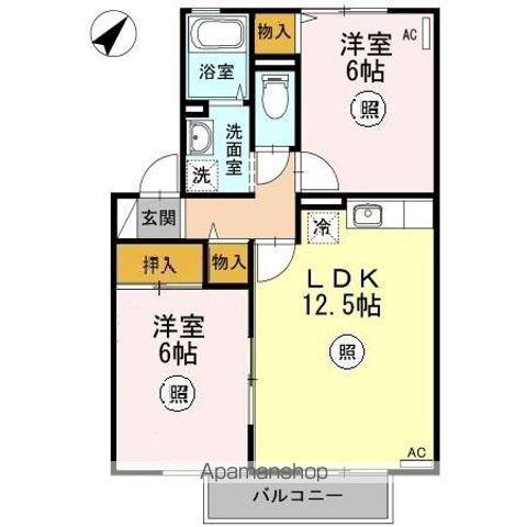 サンヴィーブルB棟(2LDK/2階)の間取り写真