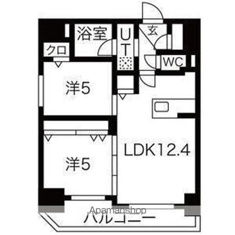 ラ・ソレイユ南2条(2LDK/11階)の間取り写真