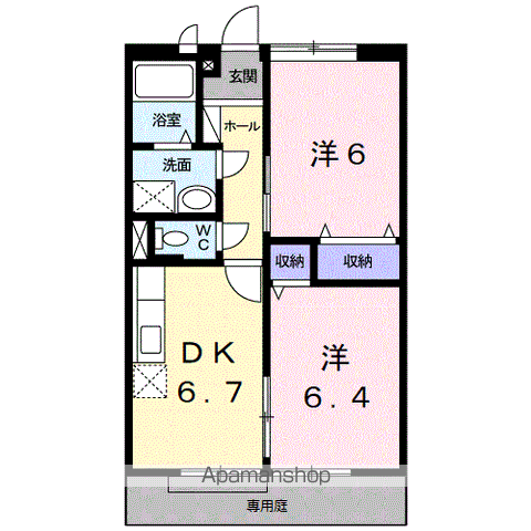 タウニィー21Ⅰ(2DK/1階)の間取り写真