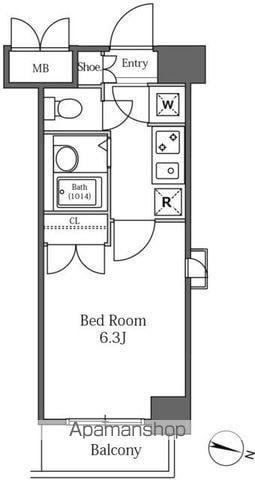 LA SANTE広尾(1K/7階)の間取り写真