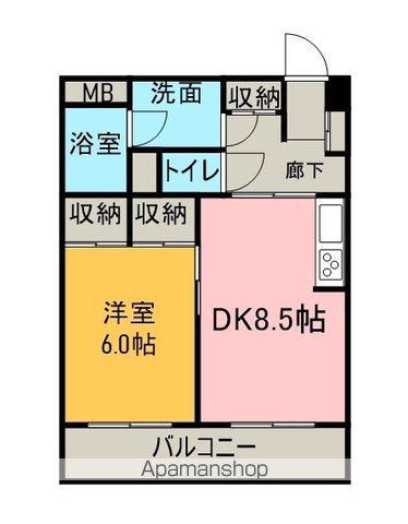 久野中央ビル(1DK/3階)の間取り写真