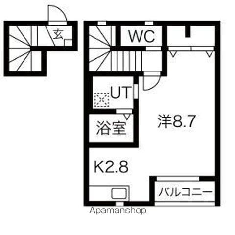 ラフィナス蓬莱(1K/2階)の間取り写真