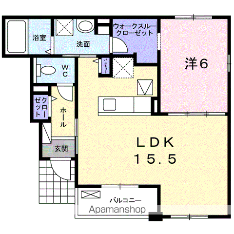 リバーサイド中薮(1LDK/1階)の間取り写真