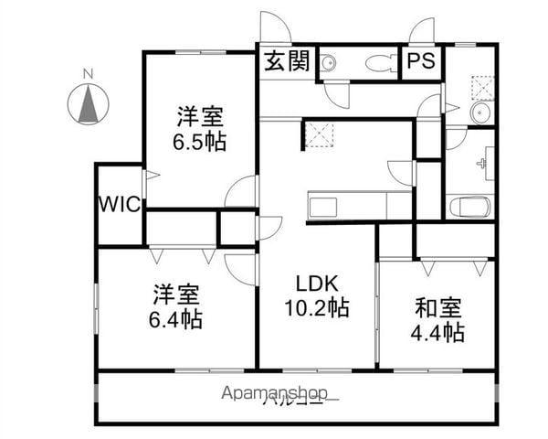 マンションハル(3LDK/4階)の間取り写真