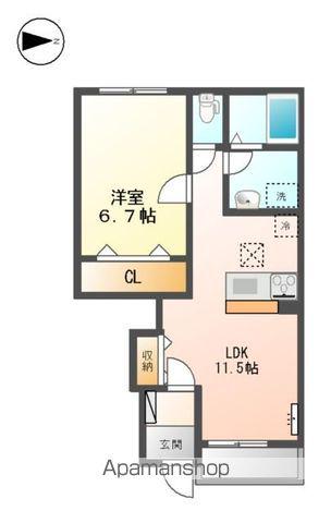 エスポワール(1LDK/1階)の間取り写真