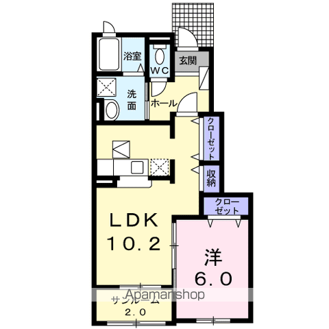 カレントⅡ(1LDK/1階)の間取り写真