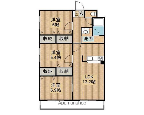 ラッフィナート青山(3LDK/3階)の間取り写真