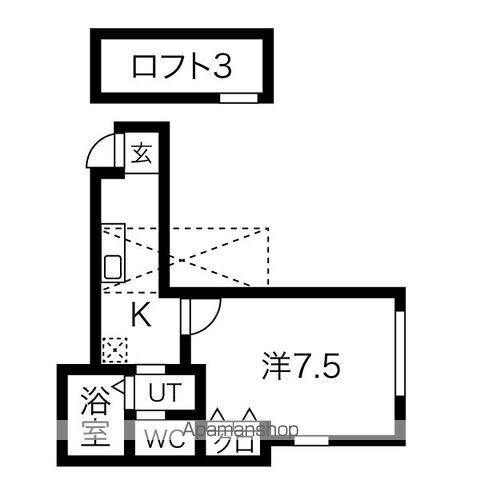 ルナプレナ(1K/2階)の間取り写真