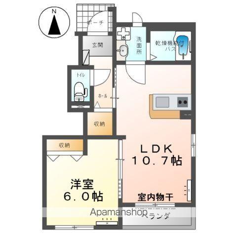 ディアフォレスト2(1LDK/1階)の間取り写真