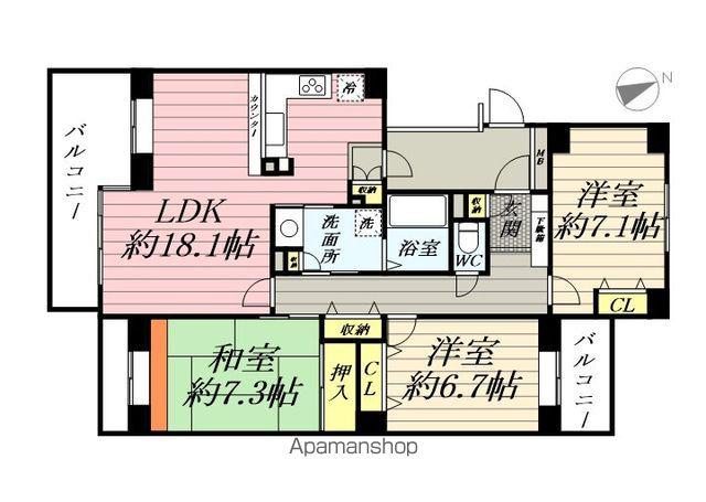 T S GARDEN西寺尾C棟(3LDK/1階)の間取り写真
