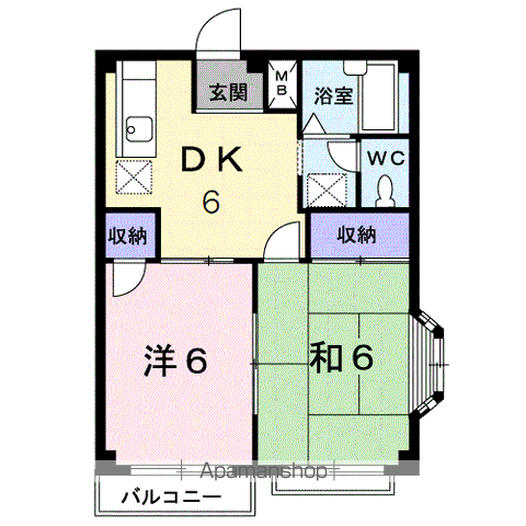 フランボワーズB(2DK/2階)の間取り写真