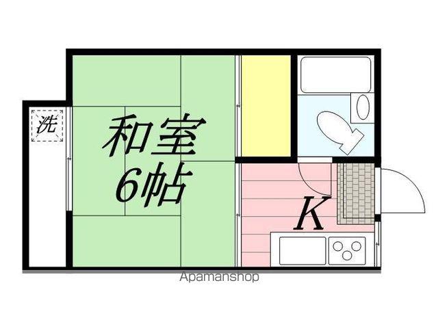 ハイツ御殿山(1K/2階)の間取り写真