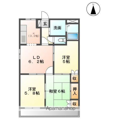 イーストピア(3DK/1階)の間取り写真