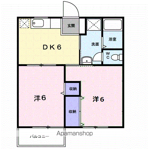 シーサイド S(2DK/2階)の間取り写真