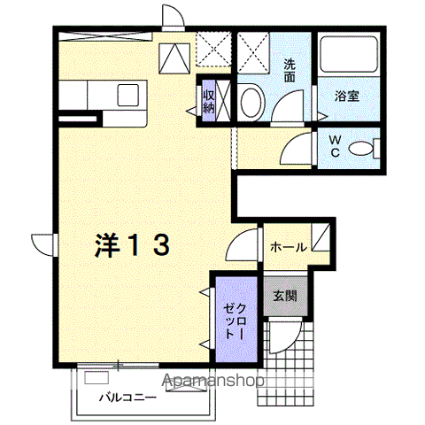 アンクルールA(1K/1階)の間取り写真