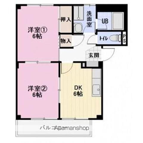 SURPLUS TWOローデアコートA(2DK/2階)の間取り写真