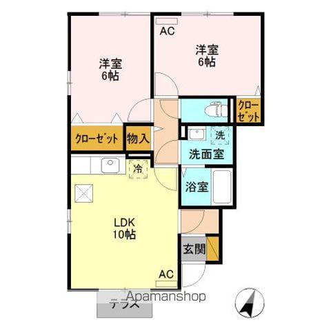 ハリコット(2LDK/1階)の間取り写真