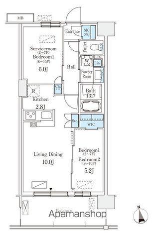 スカイグランデ津田沼(1SLDK/4階)の間取り写真
