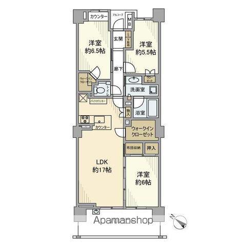 マスターアリーナ新百合ヶ丘(3LDK/3階)の間取り写真
