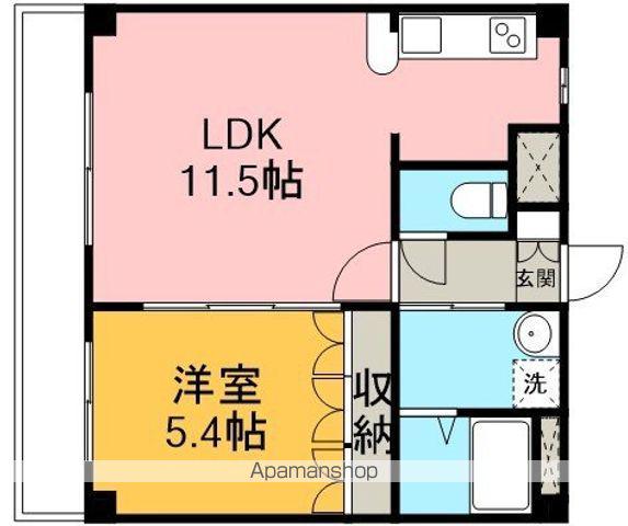 ピアリープレイス ヒサ(1LDK/4階)の間取り写真