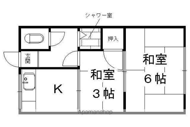 松山荘(2K/2階)の間取り写真