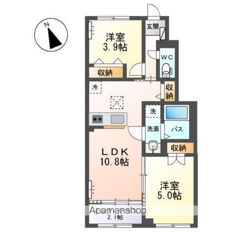 森合アパートA棟(2LDK/1階)の間取り写真