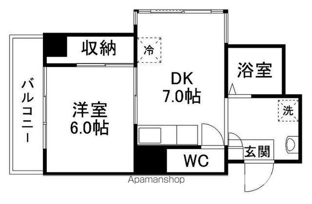 二日町ステーションズタワー(1DK/8階)の間取り写真