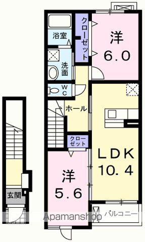 リリーガーデン(2LDK/2階)の間取り写真