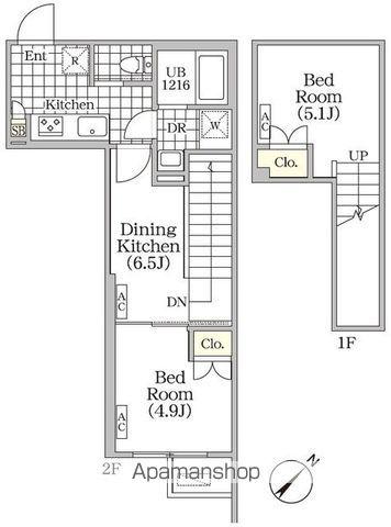 BRICK RESIDENCE 目黒本町(3K/2階)の間取り写真