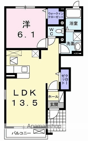 グランコルC(1LDK/1階)の間取り写真