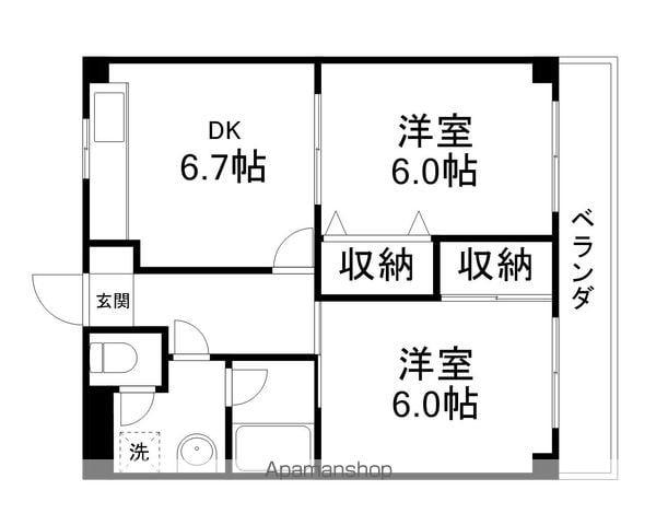 Mカルミア(2DK/2階)の間取り写真