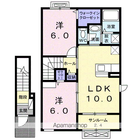 サンリット アヴェニューB(2LDK/2階)の間取り写真