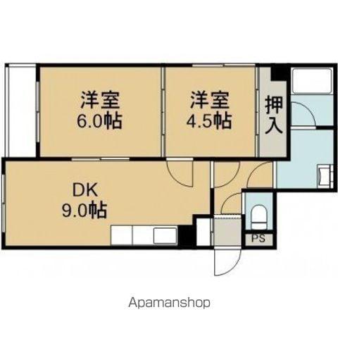 メゾン富岡(2DK/3階)の間取り写真