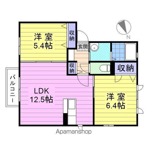 エクセレントシティ岩切B(2LDK/1階)の間取り写真