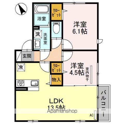 エミールⅥ(2LDK/2階)の間取り写真