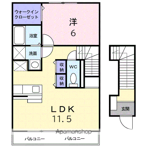 アウスレーゼⅠ(1LDK/2階)の間取り写真