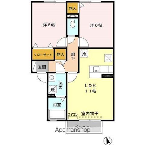 ソレアードⅢ(2LDK/1階)の間取り写真