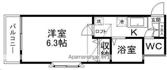 レインボー旭ヶ丘(1K/1階)の間取り写真