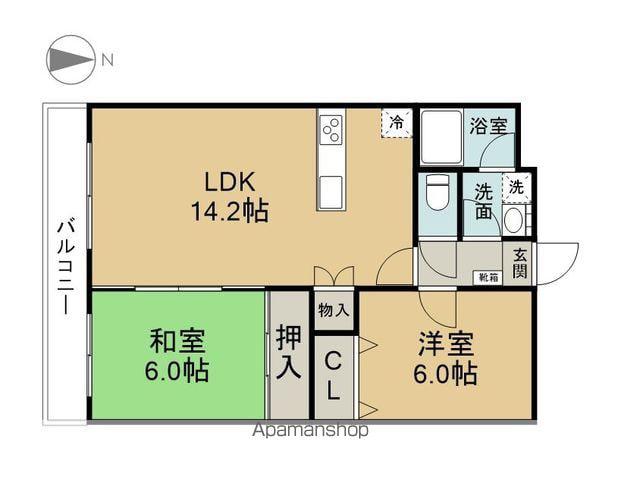 エントラーダ虹ケ丘(2LDK/7階)の間取り写真