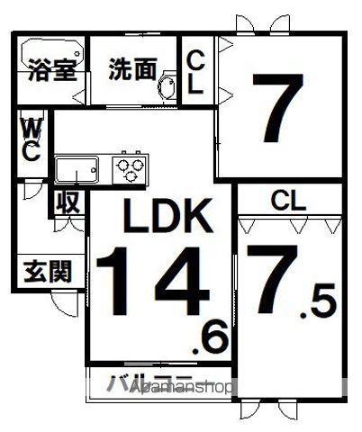SOL.Ⅱ(2LDK/2階)の間取り写真