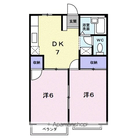 エルディム白馬(2DK/2階)の間取り写真