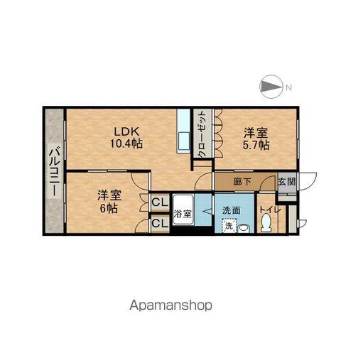 エクセルハイム岩ヶ下Ⅱ(2LDK/1階)の間取り写真