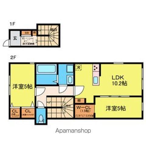 LARA向山(2LDK/2階)の間取り写真
