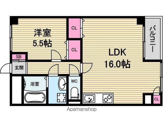 谷町セントラルハイツ(1LDK/10階)の間取り写真