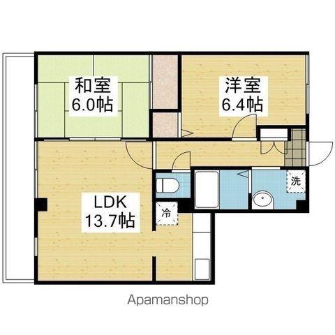 フォブールSENBA(2LDK/2階)の間取り写真