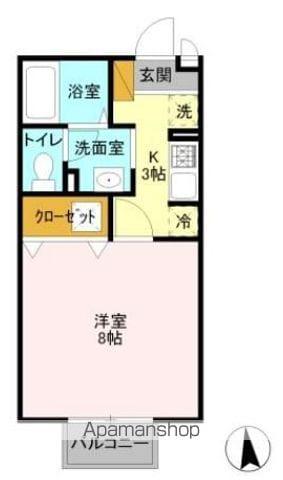 アークグレイス(1K/2階)の間取り写真