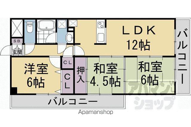 エルシティ伏見桃山(3LDK/5階)の間取り写真