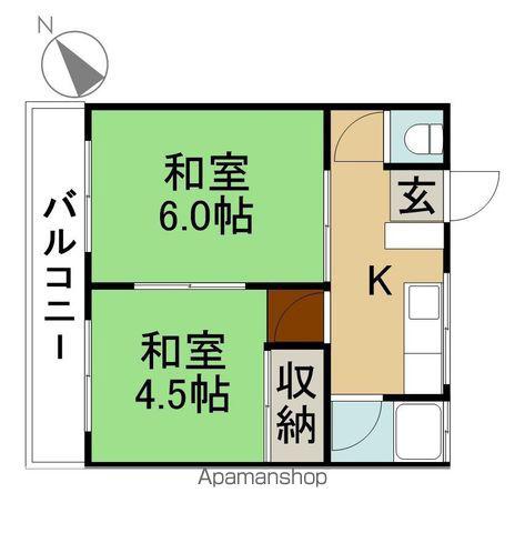 安井荘B(2K/1階)の間取り写真