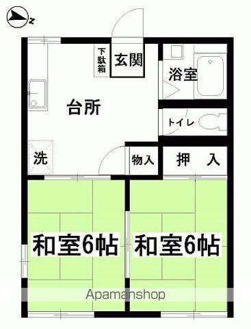 タウンハイツ芳浜(2DK/1階)の間取り写真